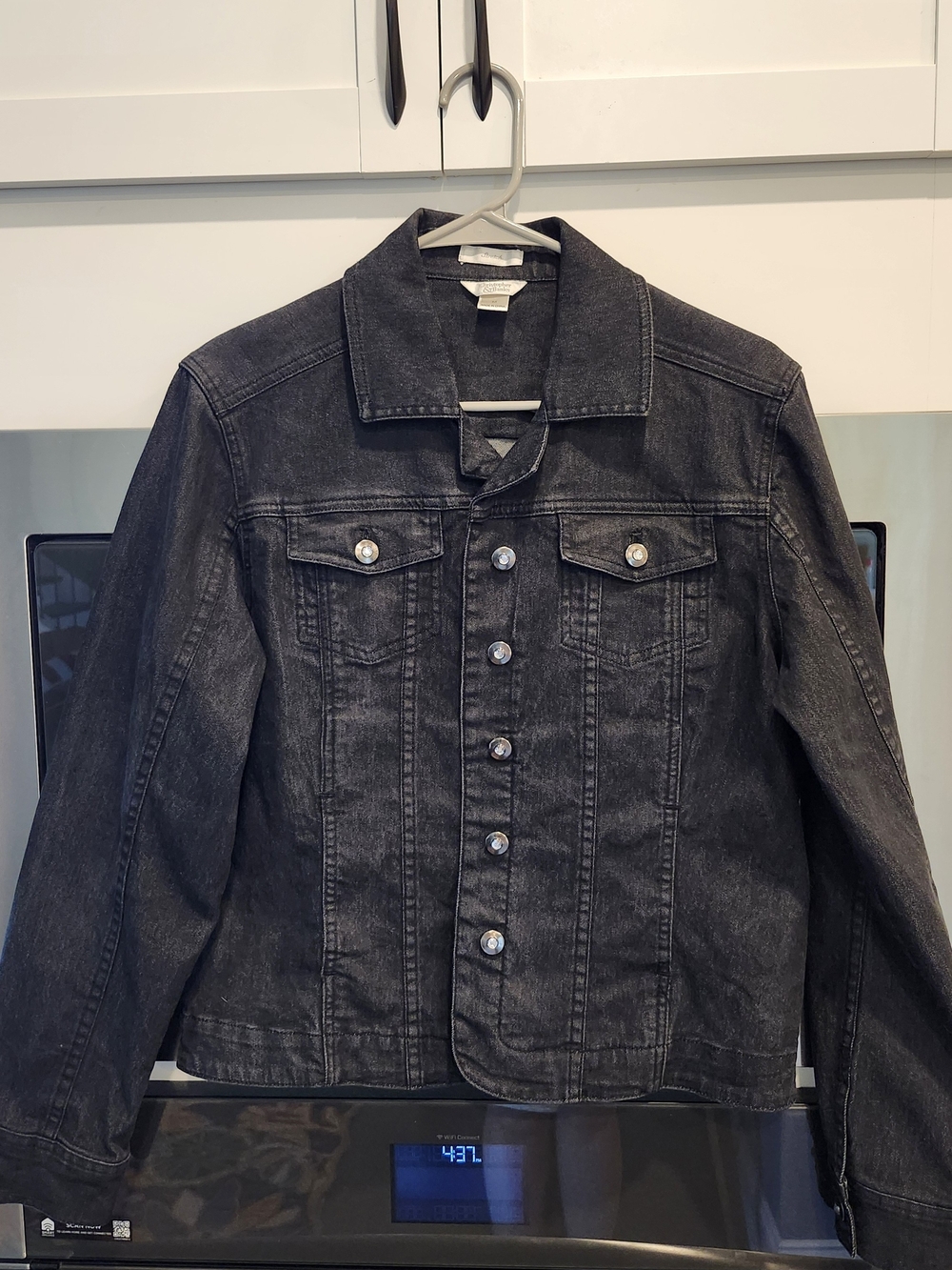 Christopher & Banks Black Denim Jacket with Button Front